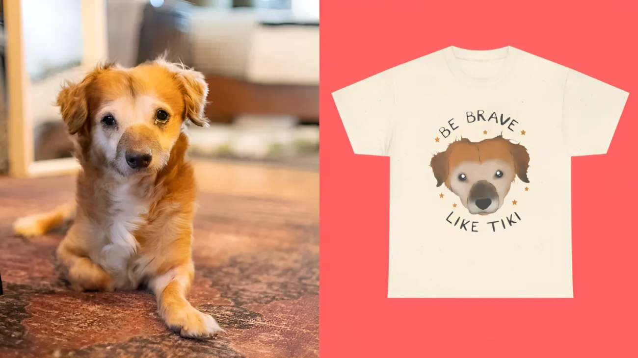 Owner of 'shutdown foster dog' Tiki launches T-shirt fundraiser for the rescue that saved him
